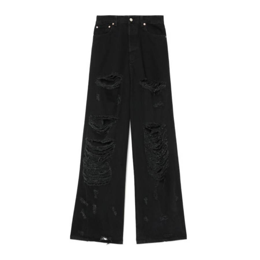 Vetements Jeans Men's Black Moderate Wide Leg Pants