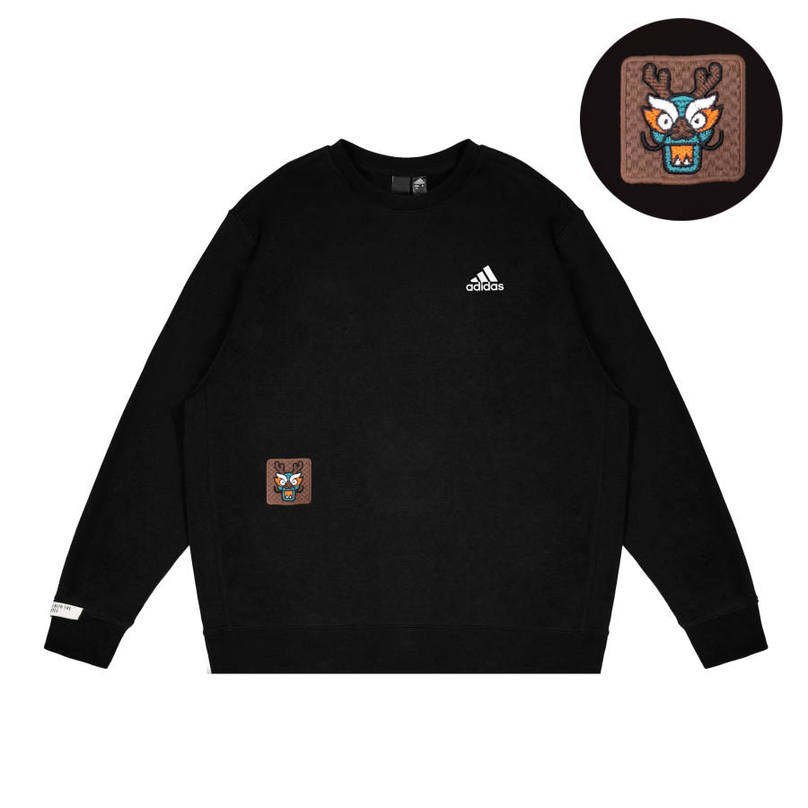 Adidas Adidas LABEL Sweatshirts Unisex Black Crew Neck Moderate Regular