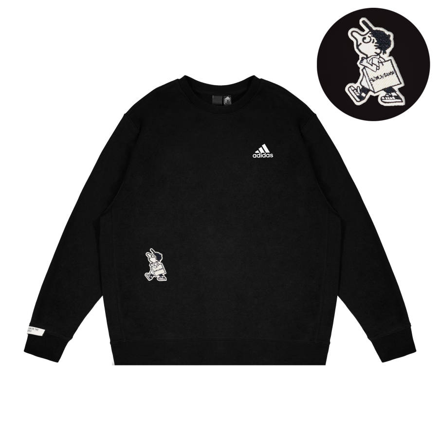 Adidas Adidas LABEL Sweatshirts Unisex Black Crew Neck Moderate Regular