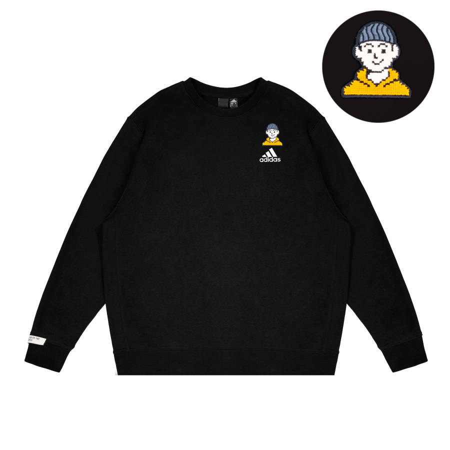 Adidas Adidas LABEL Sweatshirts Unisex Black Crew Neck Moderate Regular