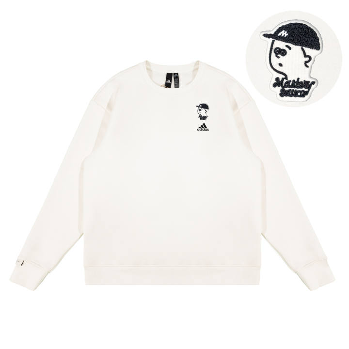 Adidas Adidas LABEL Sweatshirts Unisex White Crew Neck Moderate Regular
