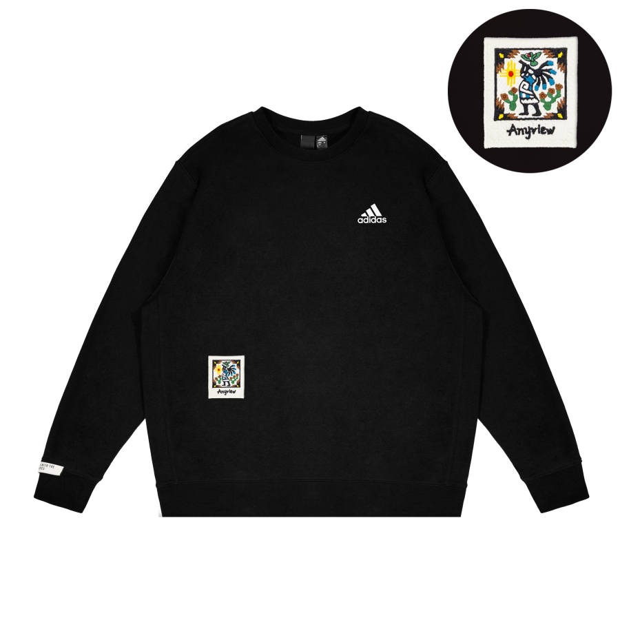 Adidas Adidas LABEL Sweatshirts Unisex Black Crew Neck Moderate Regular