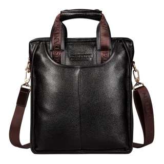 BOSTANTEN Top Grain Cow Leather With Synthetic Leather Portable Briefcase Small Men's Black/Coffee