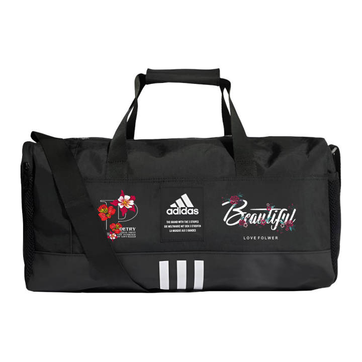 Adidas Adidas Polyamide Patterned Print Crossbody Bag Unisex Black