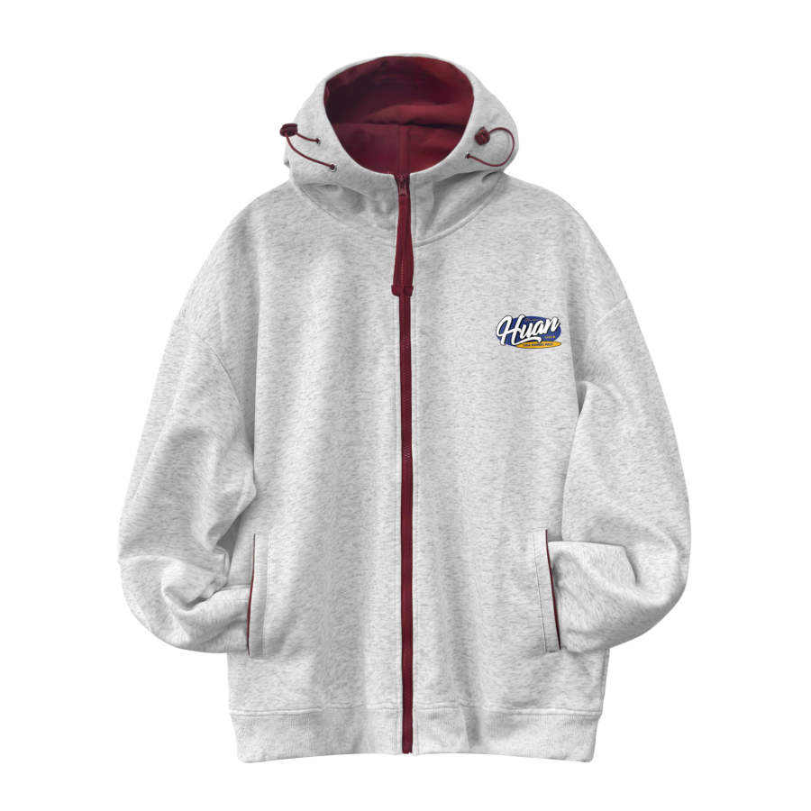 HUANQIU Sweatshirts Unisex Hooded Moderate Cardigan
