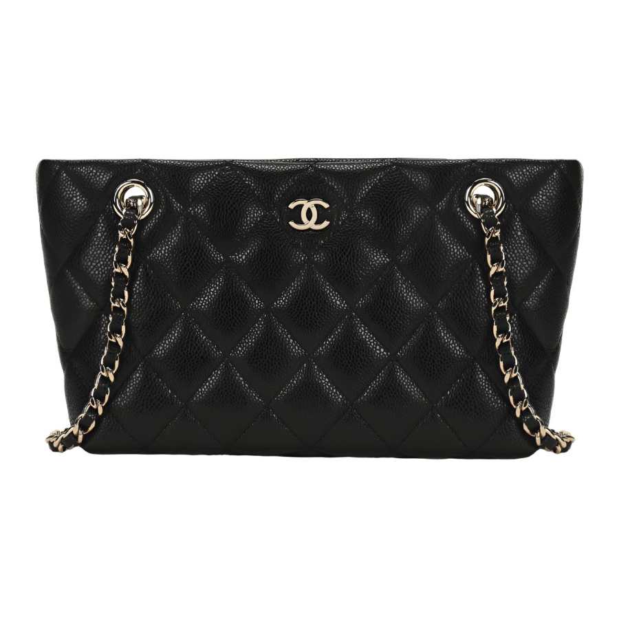 CHANEL Leather Shoulder Bag Women's Black