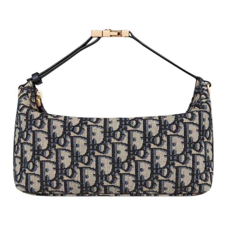 DIOR Travel Cotton With Sheep Leather And Technical Fabric Clutch Medium Women's Blue