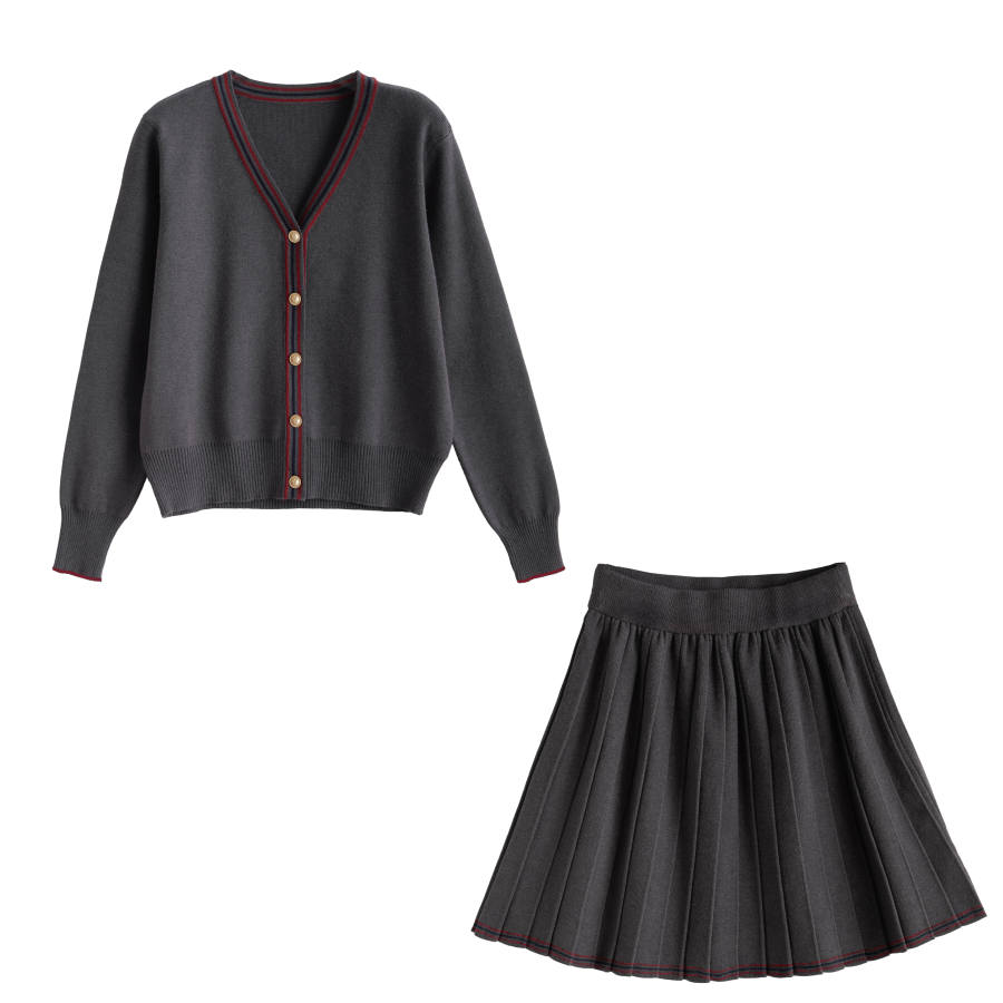 Tonlion Two Piece Skirt Sets Women's V Neck Moderate Short