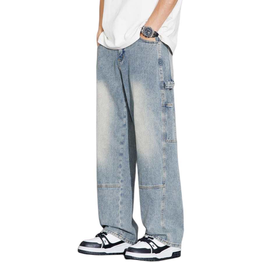 Tonlion Jeans Unisex Vintage Blue Moderate Straight Fit Pants