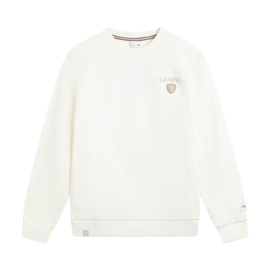 Li-Ning Li Ning Sports Lifestyle, Fleece Lined Thermal Crew Neck Long Sleeved Embroidery Fashion Versatile Casual Letter