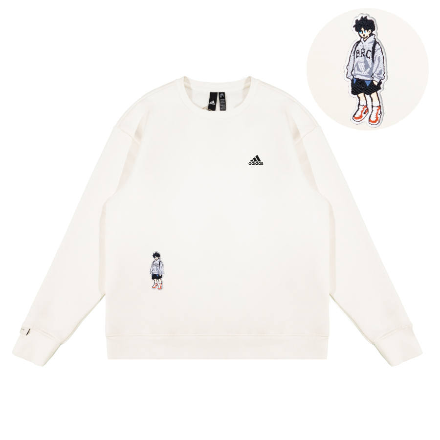 Adidas Adidas LABEL Sweatshirts Unisex White Crew Neck Moderate Regular