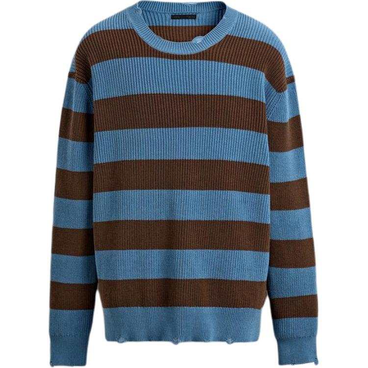 ZARA Knitwear Men's Blue Crew Neck Moderate