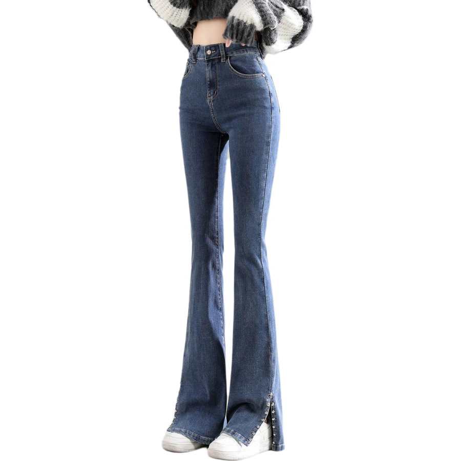 Tonlion Jeans Women's Blue Moderate Flared Pants