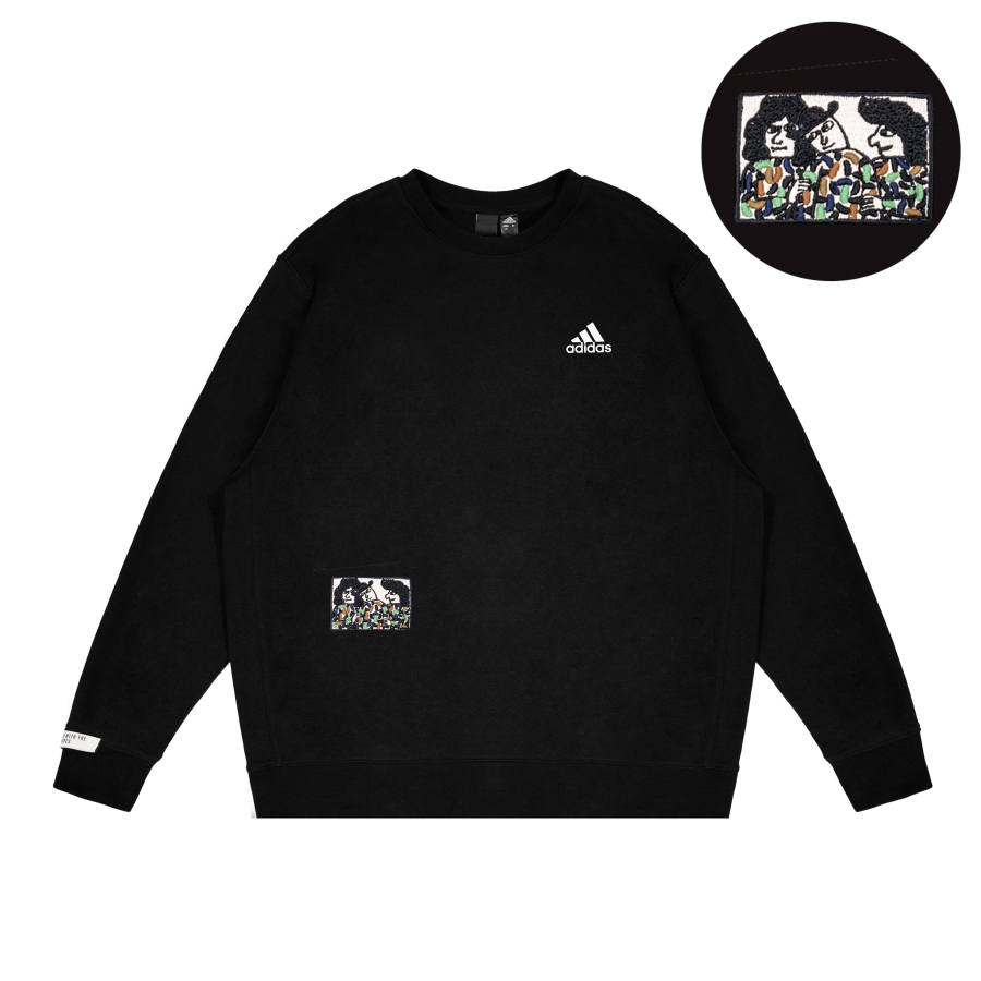 Adidas Adidas LABEL Sweatshirts Unisex Black Crew Neck Moderate Regular