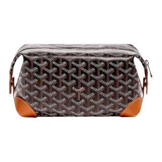 GOYARD Canvas With Heifer Skin Toiletry Bag Unisex Black & Tan