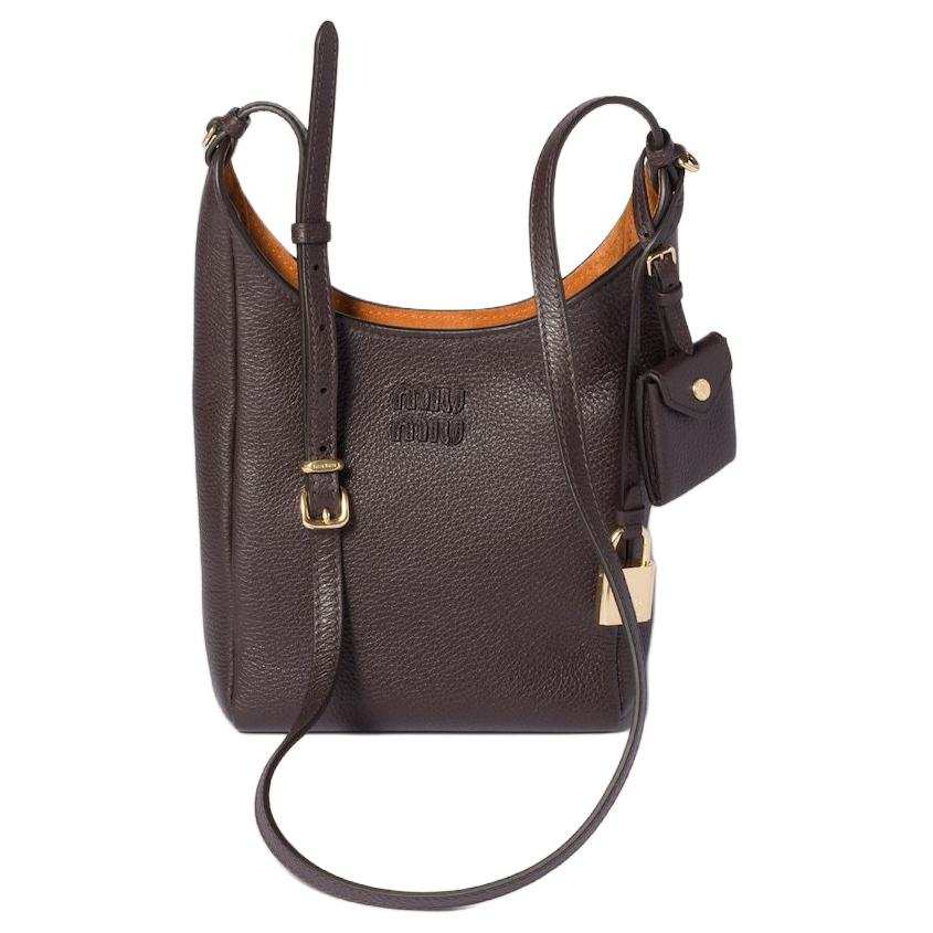 MIU MIU Calfskin Shoulder Bag Women's Dark Brown & Wood Melon