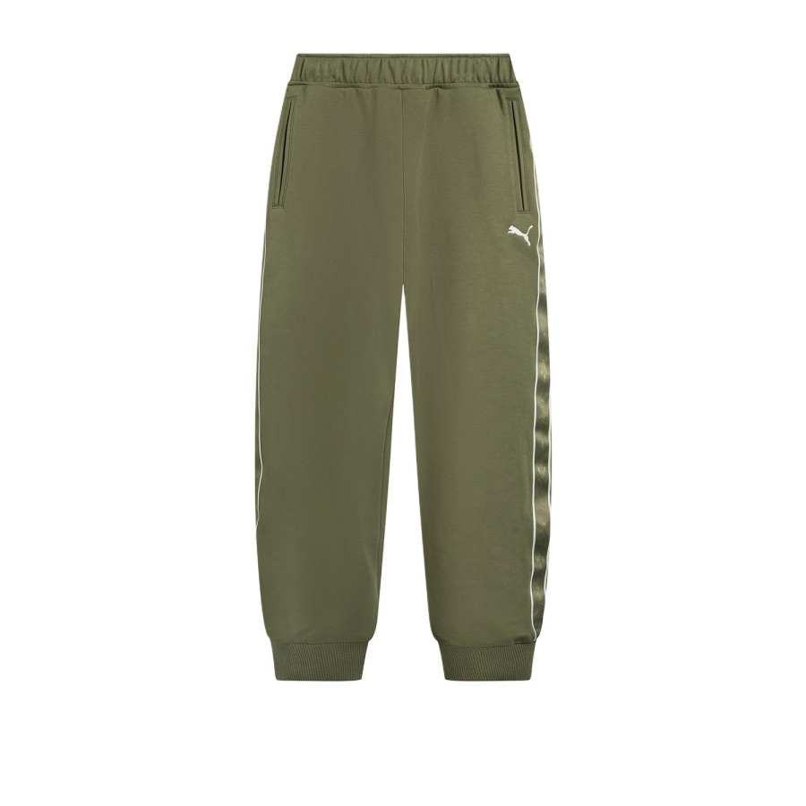 PUMA Knitted Sweatpants Unisex Olive Green Moderate Cuffed Pants