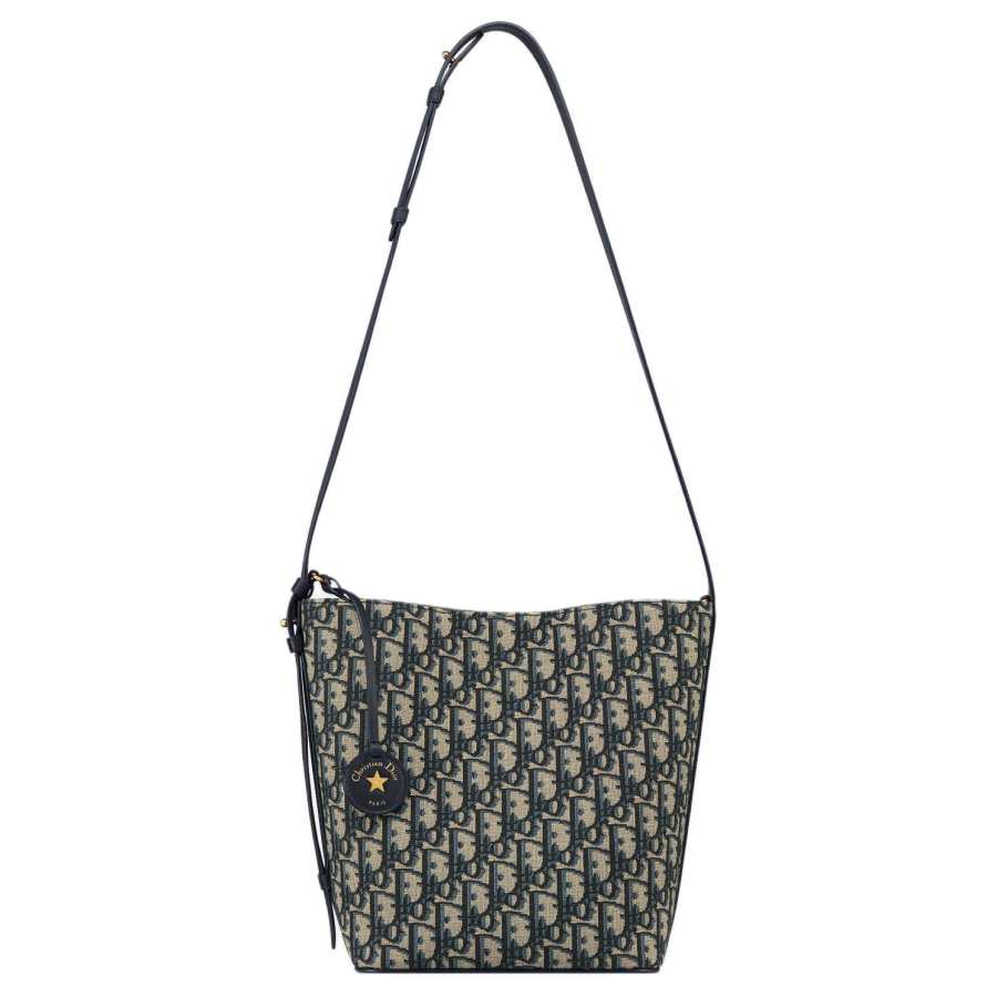 DIOR Diorstar Cotton Bucket Bag, Shoulder Bag Small Women's Blue
