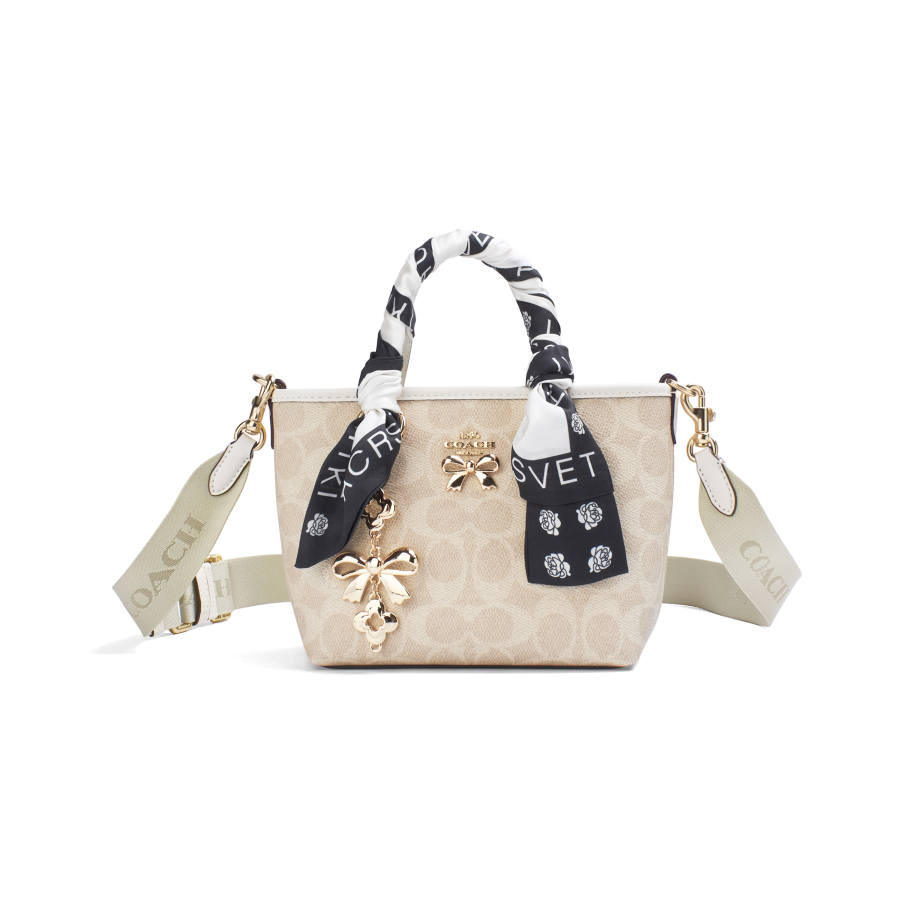 COACH City Artificial Leather Handbag Mini Women's Sand & Chalk White
