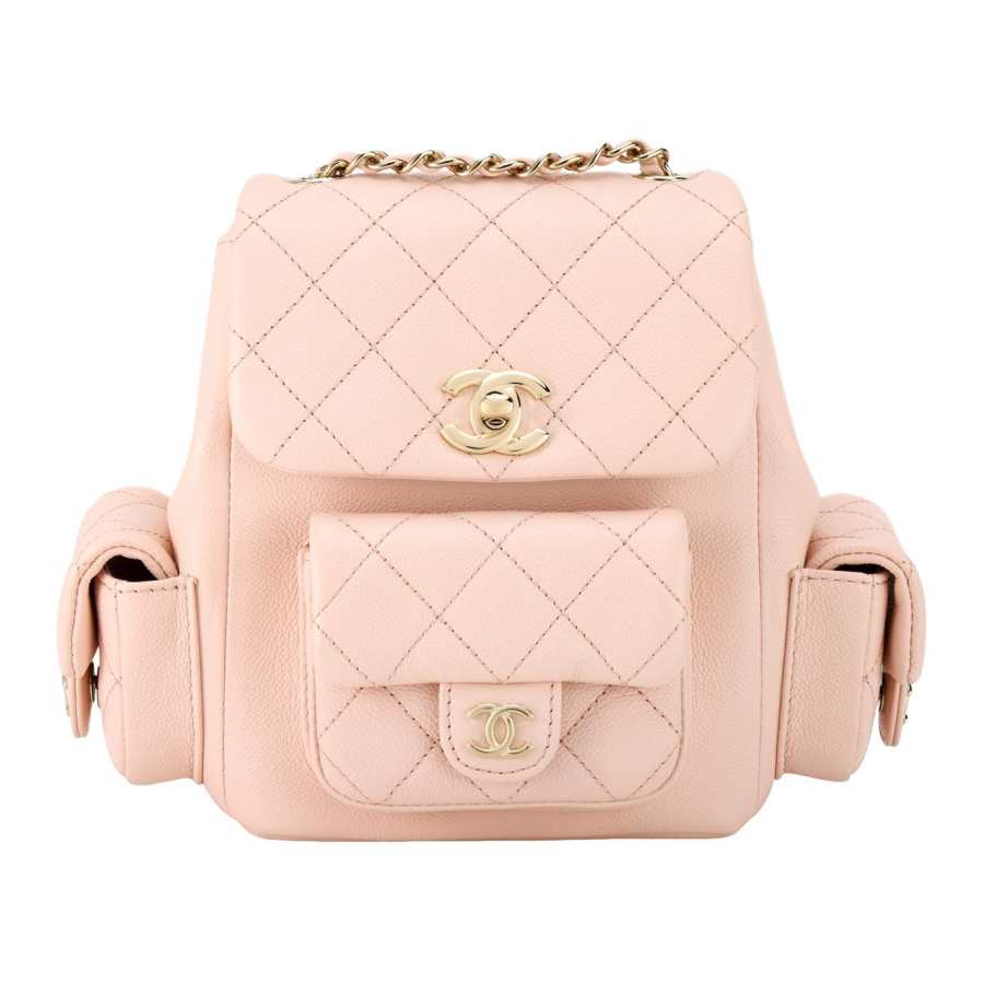 CHANEL Duma Grain Cow Leather Material Gold Metal Backpack Small Women's Light Pink