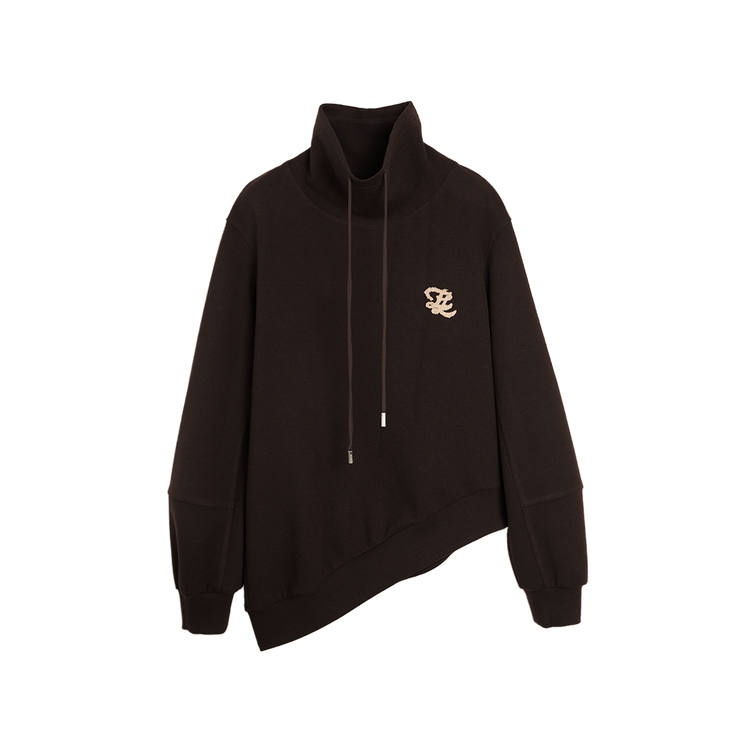 ELLE Sweatshirts Women's Dark Brown Turtleneck Moderate Regular
