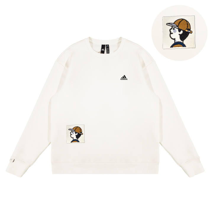 Adidas Adidas LABEL Sweatshirts Unisex White Crew Neck Moderate Regular