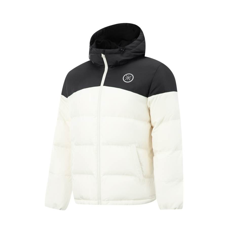 Li-Ning Li Ning Down Jackets Men's Ivory/Black Hooded Thickened