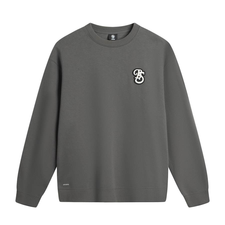 Li-Ning Li Ning Sweatshirts Men's Coal Smoke Gray Crew Neck Thickened Other