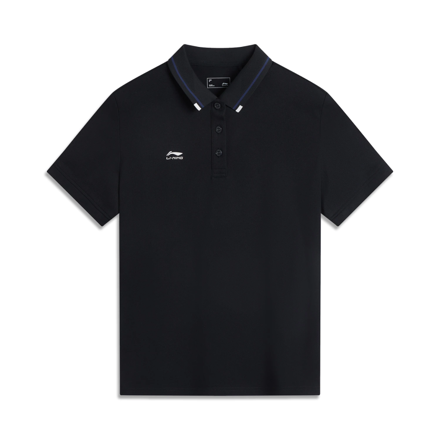 Li-Ning Li Ning Polo Shirts Women's Black Polo Collar Moderate Straight Fit