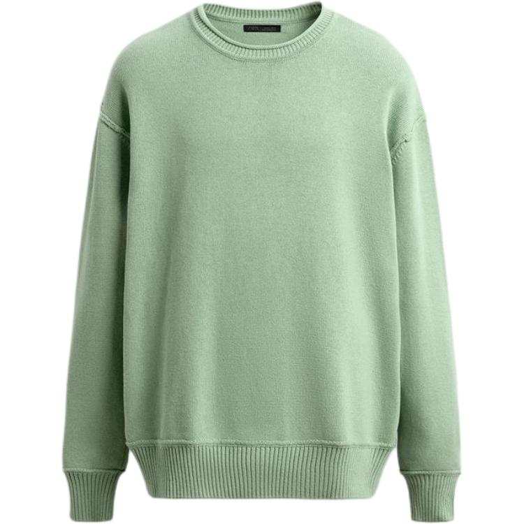 ZARA Knitwear Men's Light Mint Crew Neck Moderate