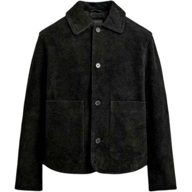 ZARA ZARA Leather Jackets Men's Black Lapel Moderate