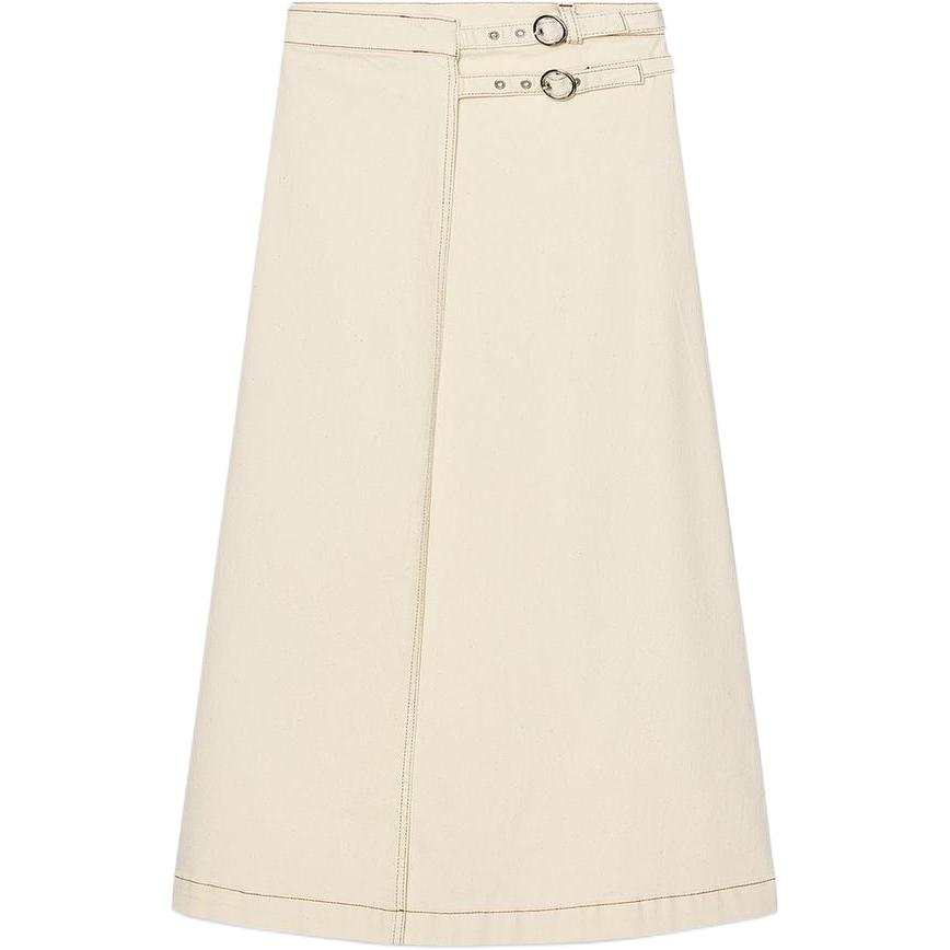 ZARA Denim Long Skirts Women's Ecru Moderate