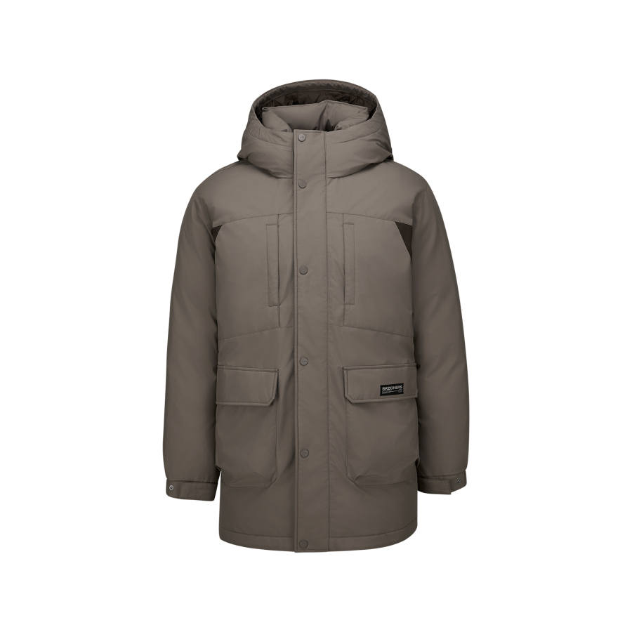 Skechers Down Jackets Unisex Iron Brown 05QR Hooded Moderate