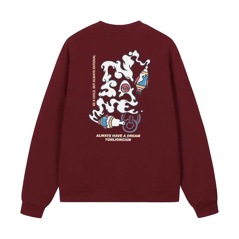 Tonlion Sweatshirts Unisex Crew Neck Moderate Heavyweight