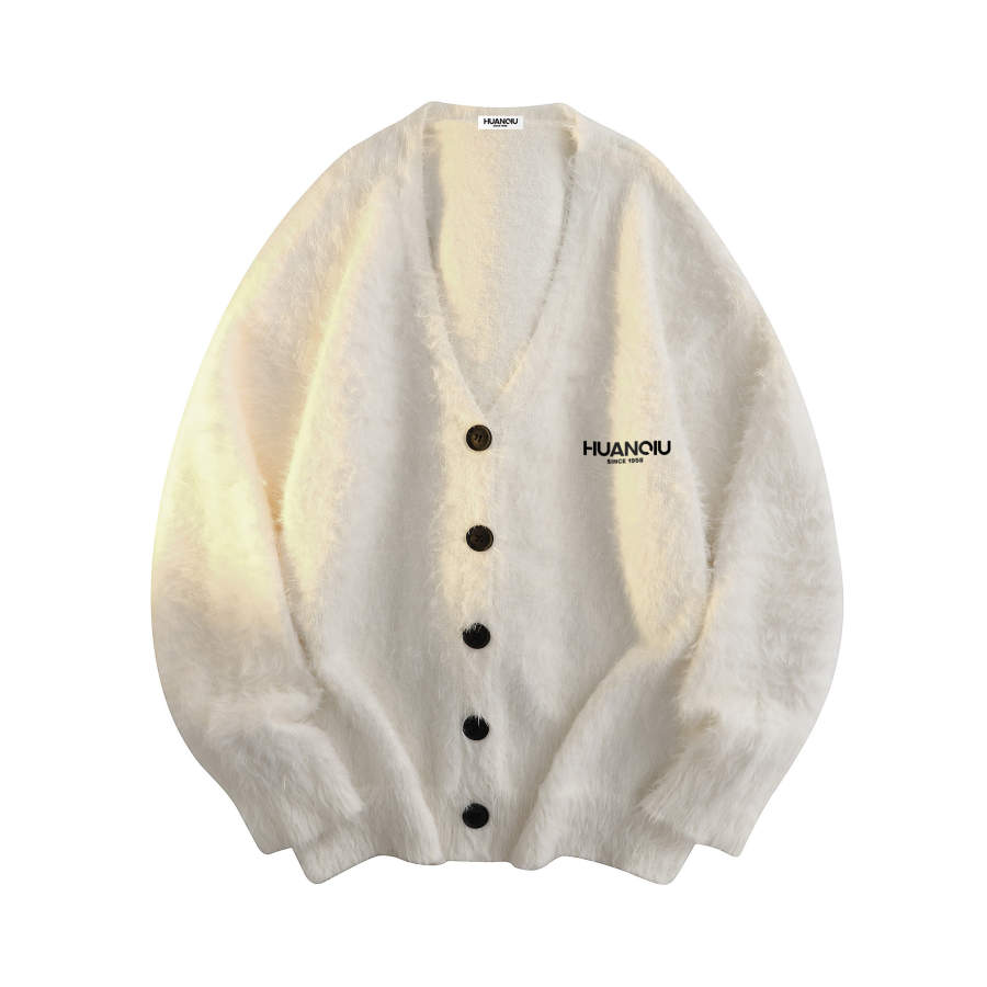 HUANQIU Knitwear Unisex V Neck Moderate Cardigan