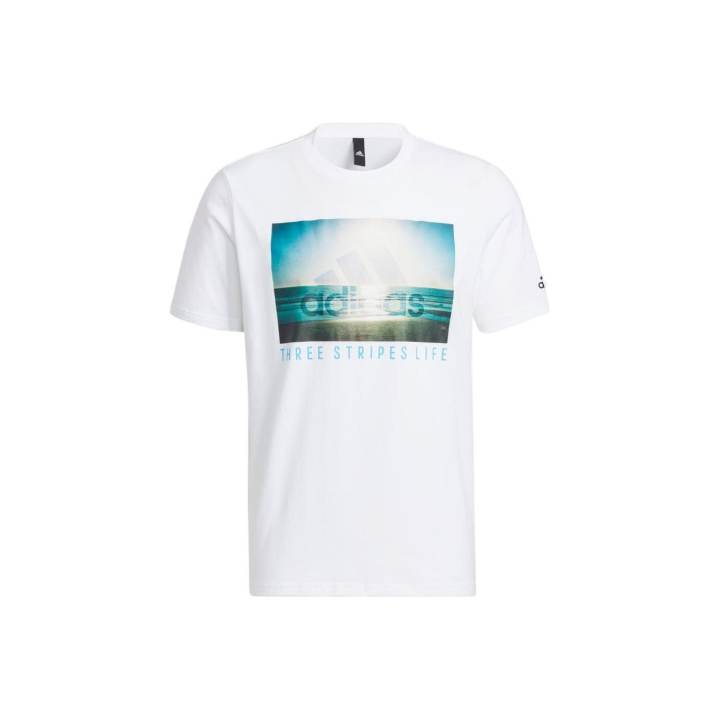 Adidas Adidas T Shirts Men's White Crew Neck Moderate Straight Fit