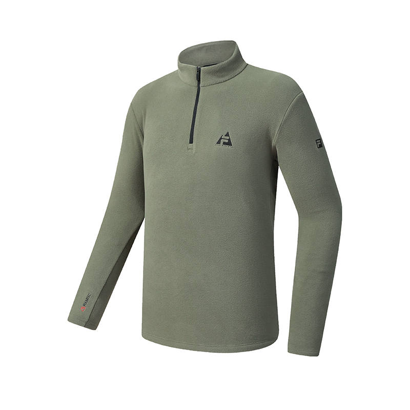 FILA Explorer T Shirts Men's Ancient Tree Tea Green Stand Collar Straight Fit