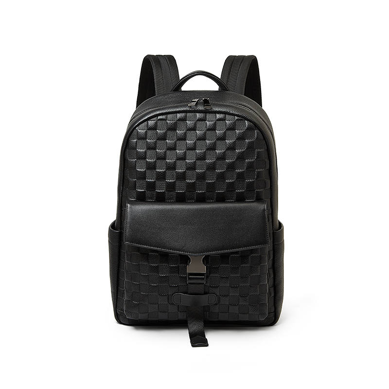 LAORENTOU Top Grain Cow Leather Backpack Regular Unisex Black