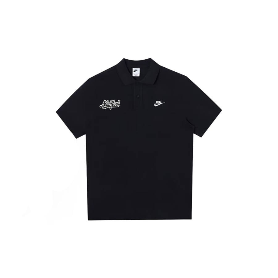 Nike Nike Dri Fit T Shirts Unisex Black Polo Collar Moderate Straight Fit