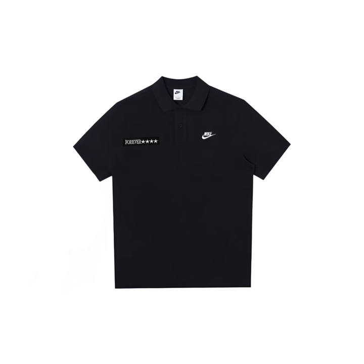 Nike Nike Dri Fit T Shirts Unisex Black Polo Collar Moderate Straight Fit