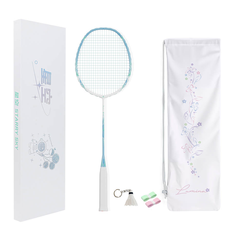 PEAK PEAK Carbon Composite Badminton Rackets Control Type All around Defense Advanced Level 4U/G5 White Blue