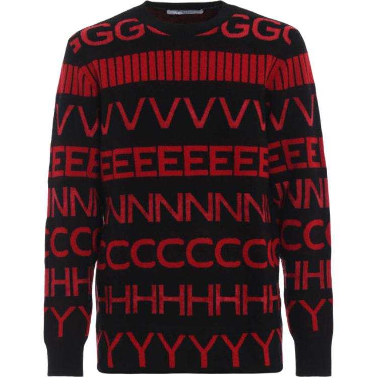 Givenchy Givenchy Sweaters Men's Black Red Crew Neck Moderate Straight Fit