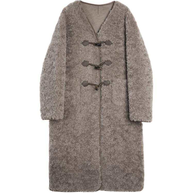 ELLE Velvet Jackets Women's Beige Coffee V Neck Thickened