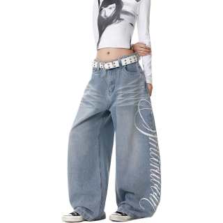 NEVER RULE Jeans Unisex Light Blue Moderate Wide Leg Pants