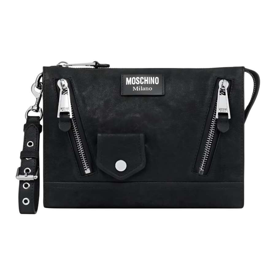 MOSCHINO Sheepskin Clutch Women's Black