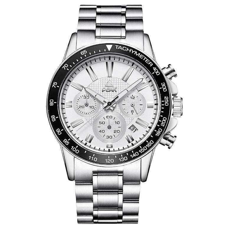 PEAK Reverse Collection Quartz Movement Stainless Steel Watchband Watch Men's Watches White Dial