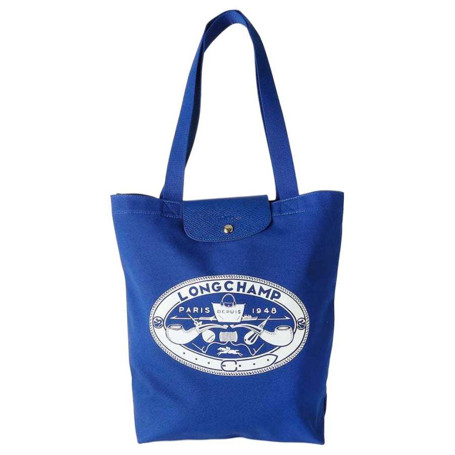LONGCHAMP Le Pliage Collection Cotton Tote Bag, Shoulder Bag Medium Unisex Blue