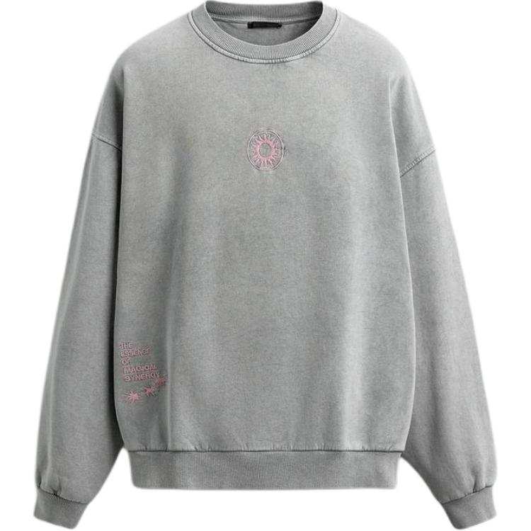 ZARA Sweatshirts Men's Light Gray Crew Neck Moderate