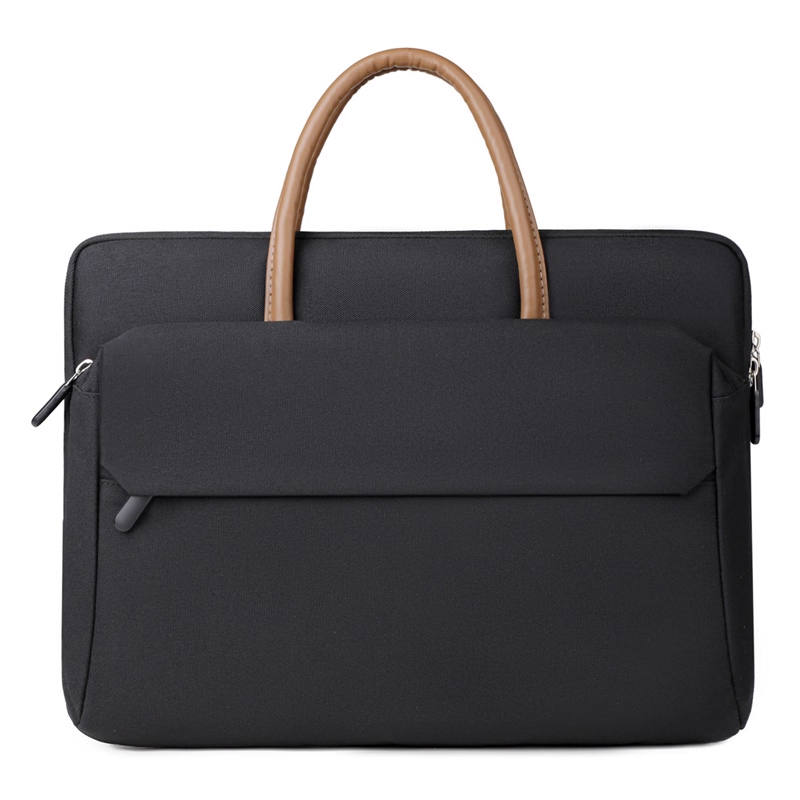LAORENTOU Fabric Laptop Bag Unisex Black/Beige/Light Purple