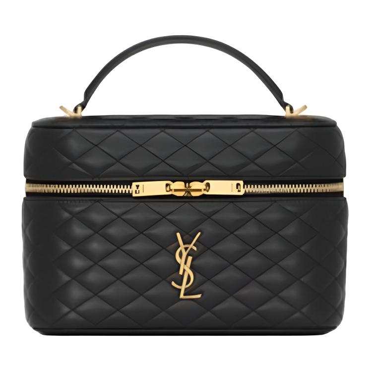 SAINT LAURENT GABY Sheepskin Makeup Bag Large Women's Black